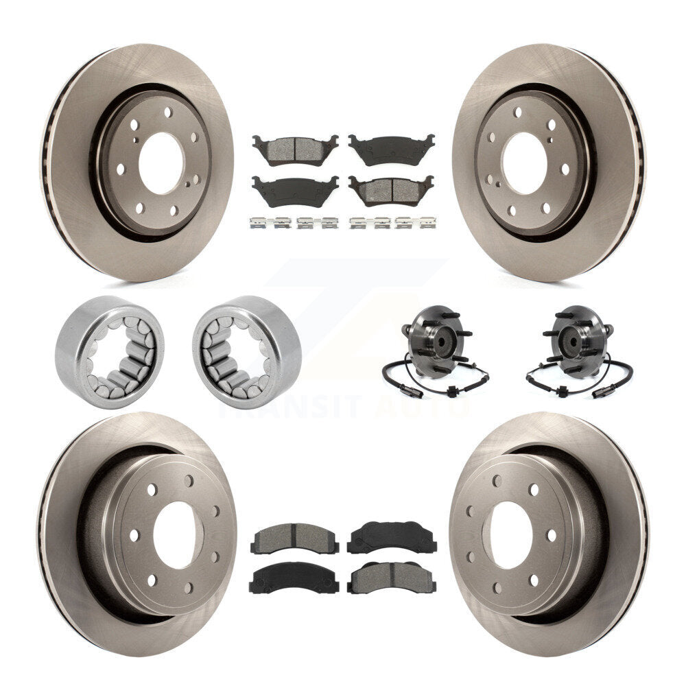 Front Rear Hub Bearing Brake Rotor & Pad Shoe Kit (10Pc) For Ford F-150 With 7 Lug Wheels KBB-110061