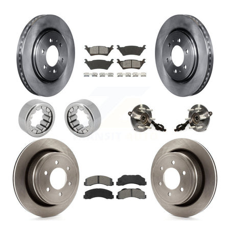 Front Rear Hub Bearing Assembly Disc Brake Rotors And Pads Shoe Kit (10Pc) For Ford F-150 KBB-110067