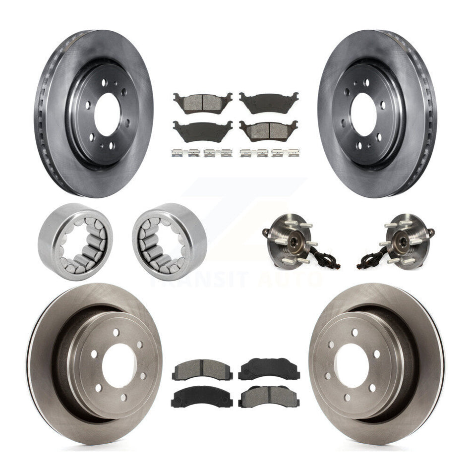 Front Rear Hub Bearing Assembly Disc Brake Rotors And Pads Shoe Kit (10Pc) For Ford F-150 KBB-110067