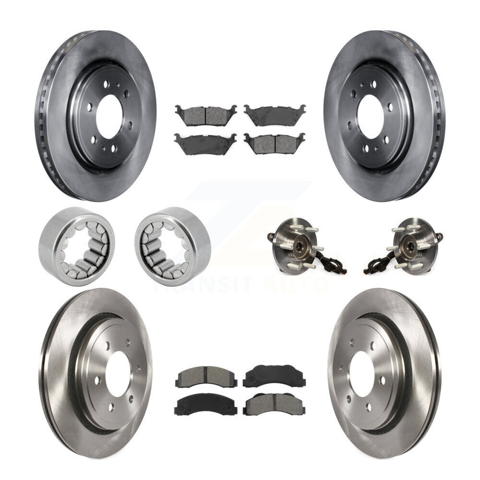 Front Rear Hub Bearing Assembly Disc Brake Rotors And Pads Shoe Kit (10Pc) For Ford F-150 KBB-110068