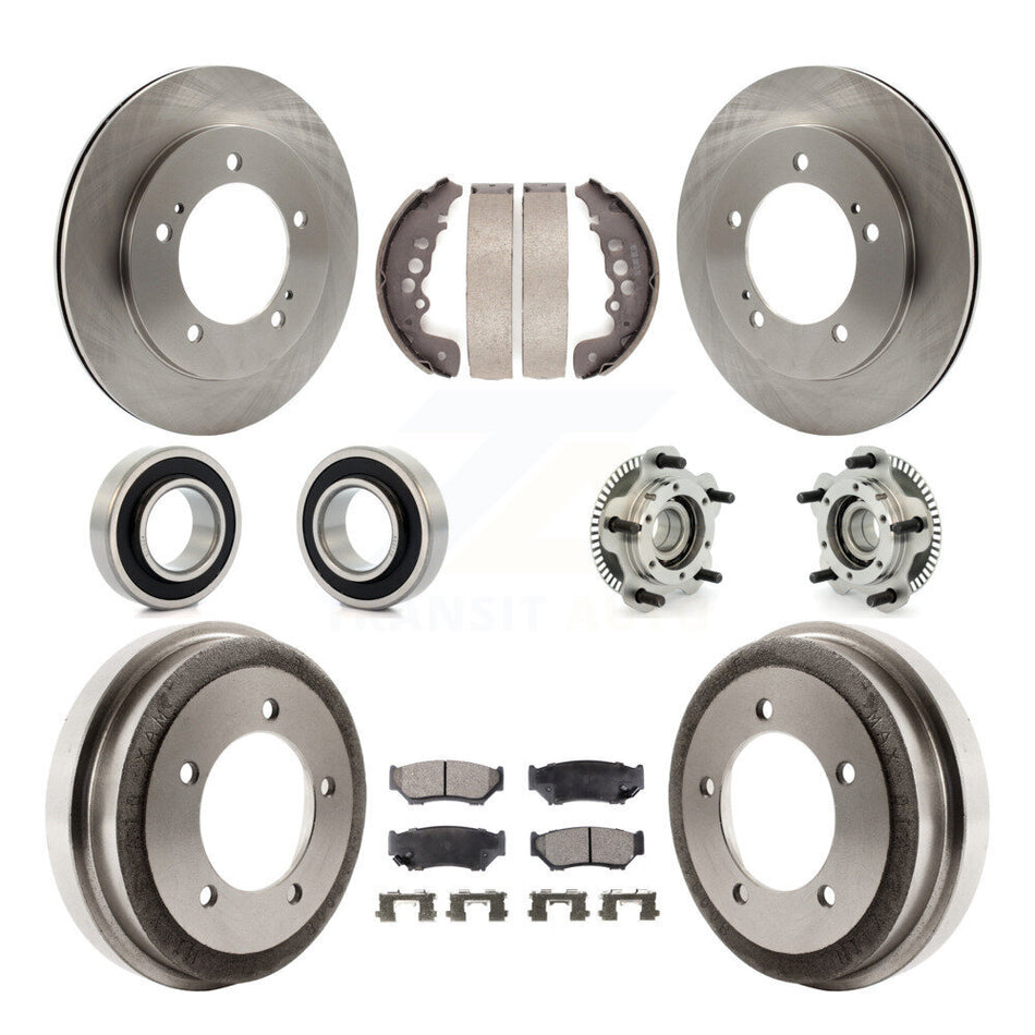 Front Rear Hub Bearings Assembly Disc Brake Rotors And Ceramic Pads Shoes Kit (10Pc) For 2001-2004 Chevrolet Tracker Suzuki Vitara Non-ABS KBB-110073