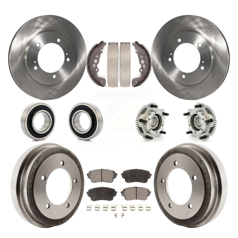 Front Rear Hub Bearings Assembly Disc Brake Rotors And Ceramic Pads Shoes Kit (10Pc) For 2004 Suzuki Grand Vitara Non-ABS From Chassis VIN #44103257 KBB-110074