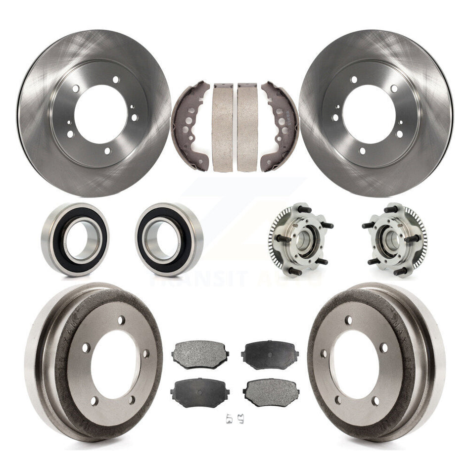 Front Rear Hub Bearings Assembly Disc Brake Rotors And Ceramic Pads Shoes Kit (10Pc) For Suzuki Grand Vitara KBB-110075