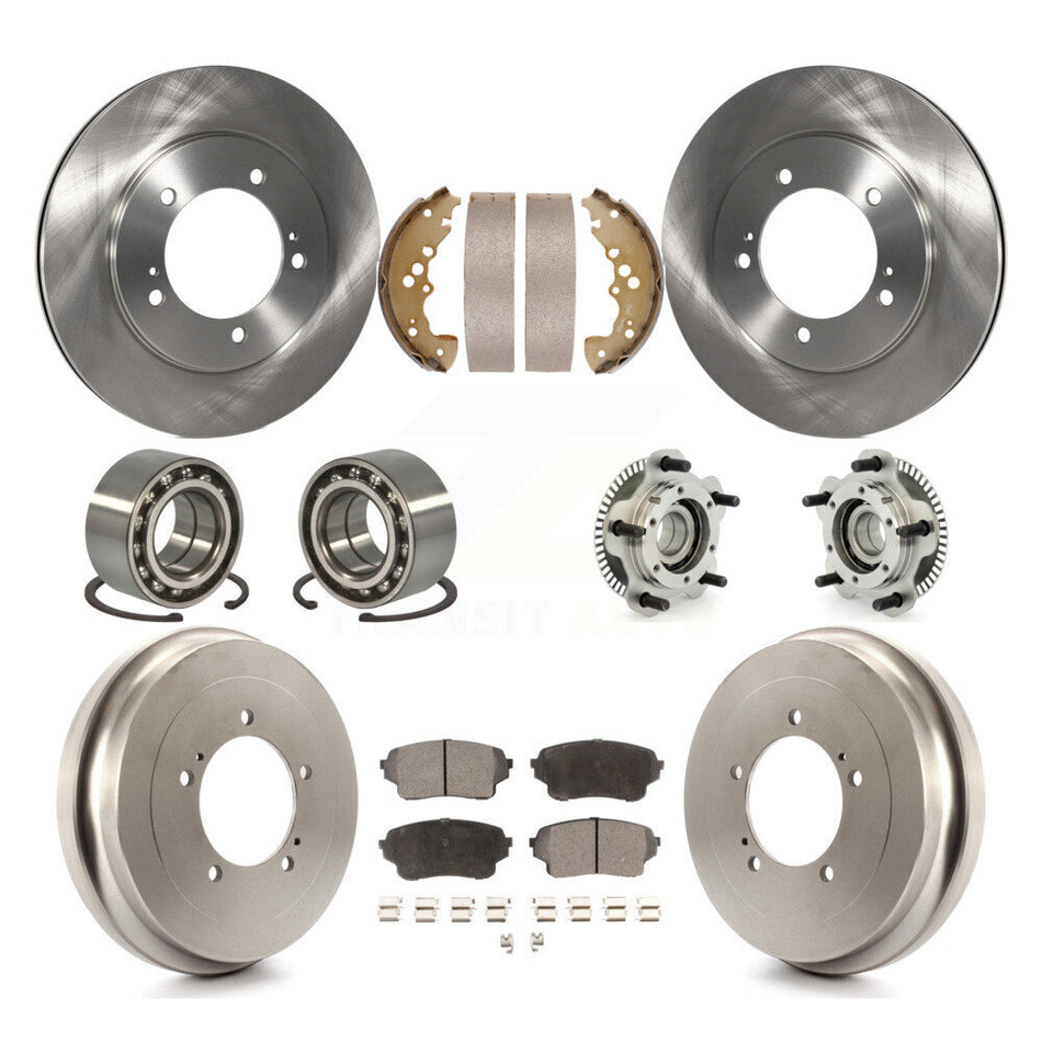 Front Rear Hub Bearings Assembly Disc Brake Rotors And Ceramic Pads Shoes Kit (10Pc) For Suzuki XL-7 KBB-110077