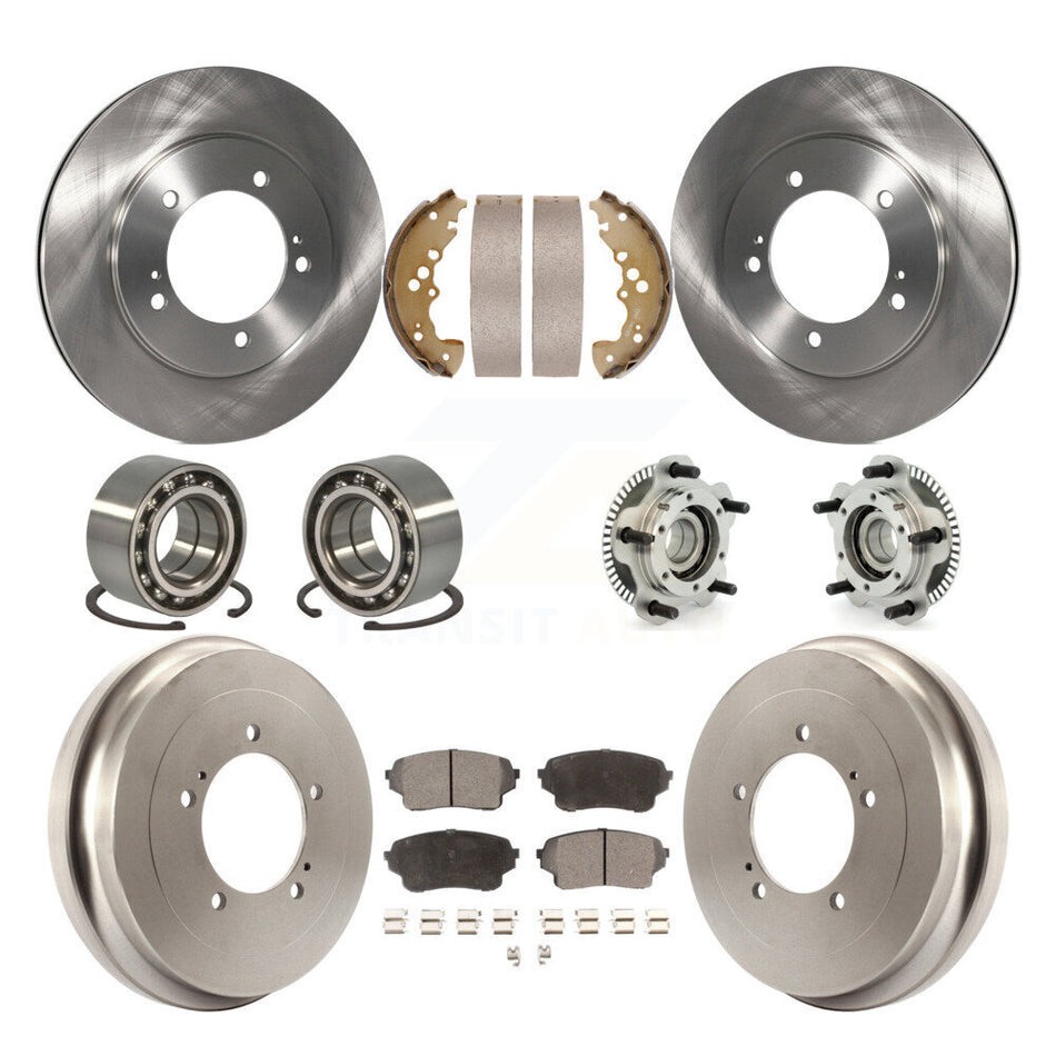 Front Rear Hub Bearings Assembly Disc Brake Rotors And Ceramic Pads Shoes Kit (10Pc) For Suzuki XL-7 KBB-110077