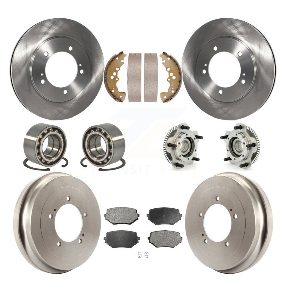 Front Rear Hub Bearings Assembly Disc Brake Rotors And Ceramic Pads Shoes Kit (10Pc) For Suzuki XL-7 Grand Vitara KBB-110078