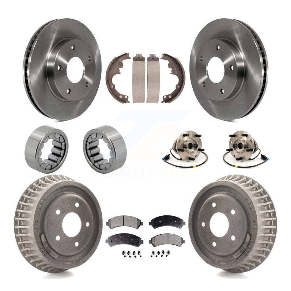 Front Rear Hub Bearing Brake Rotor & Pads Shoe Kit (10Pc) For 1998-2003 Chevrolet S10 4WD KBB-110081