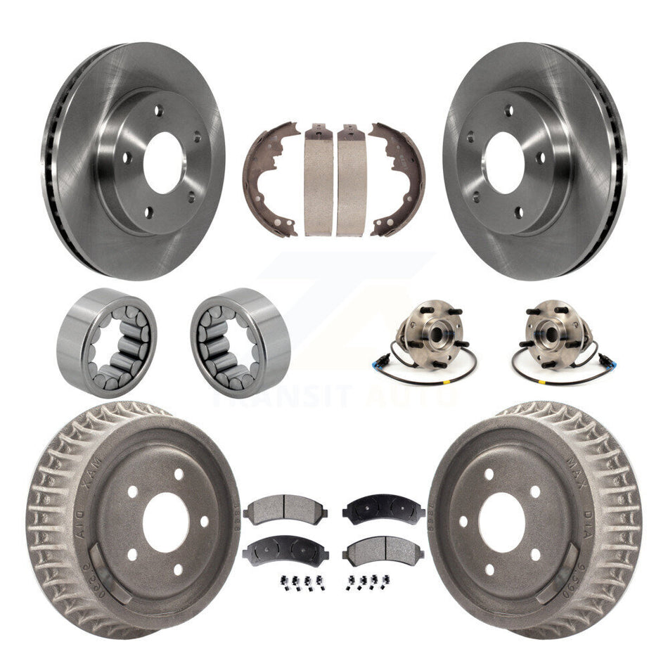Front Rear Hub Bearing Brake Rotor & Pads Shoe Kit (10Pc) For 1998-2003 Chevrolet S10 4WD KBB-110081