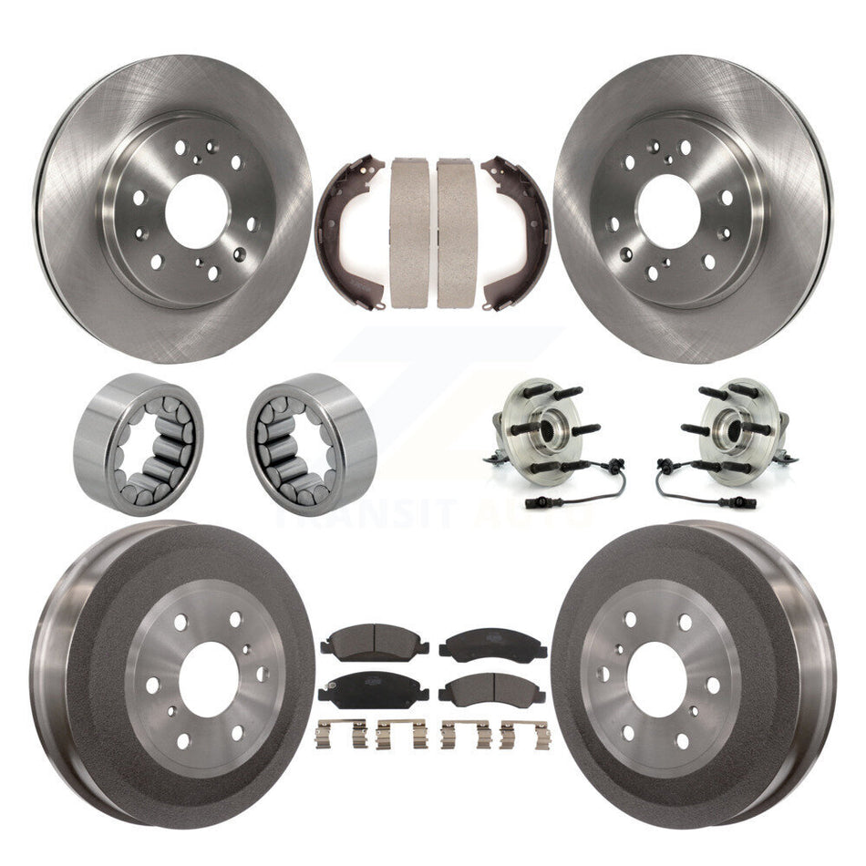 Front Rear Hub Bearing Disc Brake Rotor Pad Shoe Kit (10Pc) For GMC Sierra 1500 Chevrolet KBB-110088