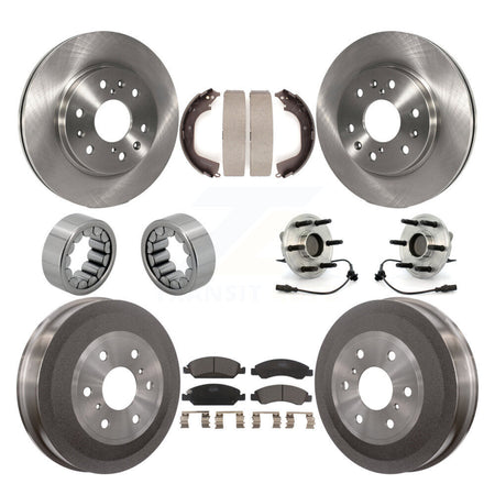 Front Rear Hub Bearing Brake Rotor Pads Shoe Kit (10Pc) For GMC Sierra 1500 Chevrolet RWD KBB-110094
