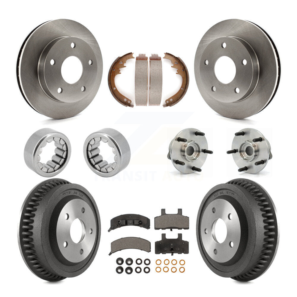 Front Rear Hub Bearings Disc Brake Rotors And Pads Shoes Kit (10Pc) For Dodge Ram 1500 KBB-110128