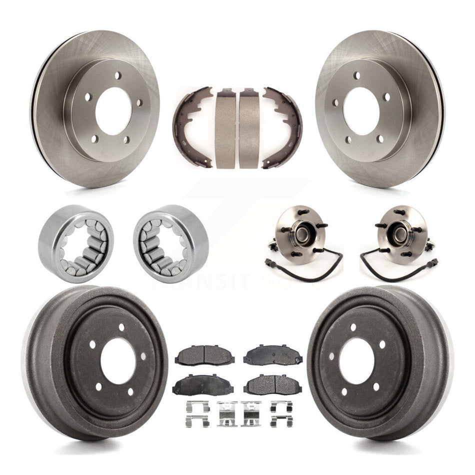 Front Rear Hub Bearing Disc Brake Rotors And Ceramic Pads Shoes Kit (10Pc) For Ford F-150 KBB-110129