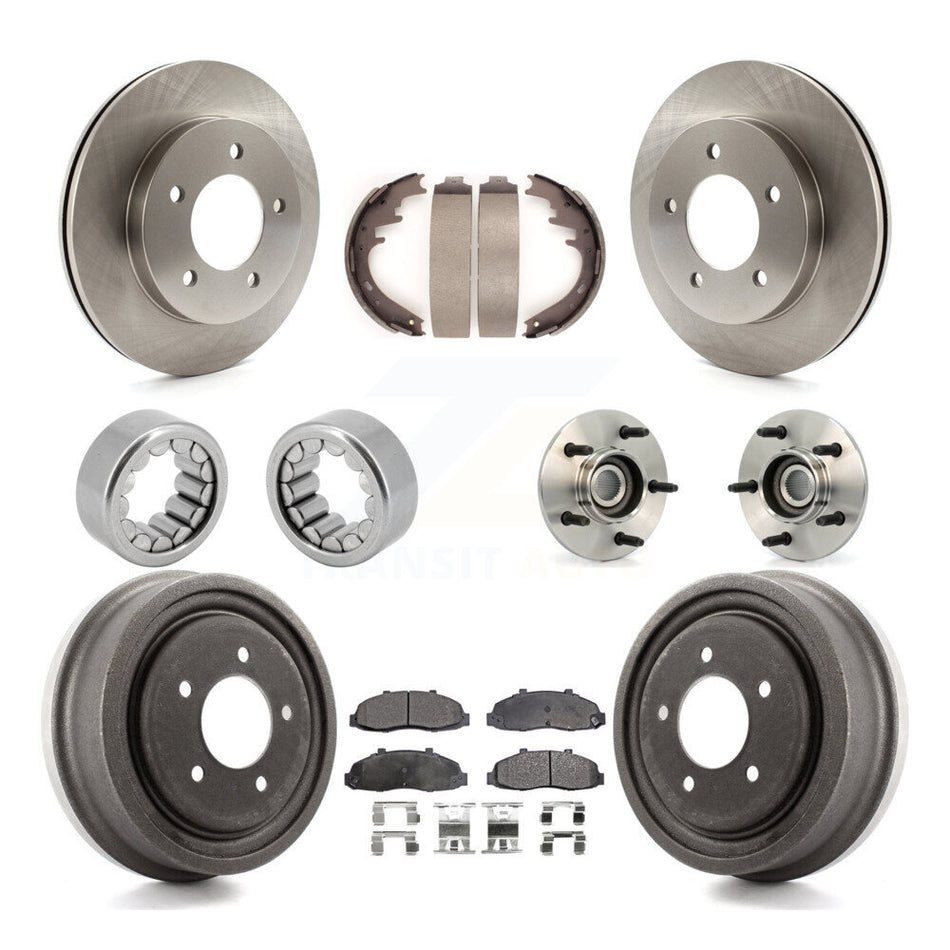 Front Rear Hub Bearing Disc Brake Rotors And Ceramic Pads Shoes Kit (10Pc) For Ford F-150 KBB-110131