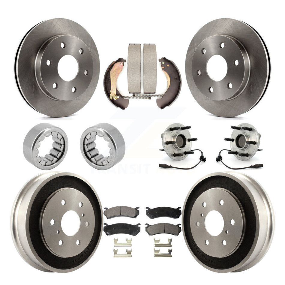 Front Rear Hub Bearing Disc Brake Rotor Pads Shoe Kit (10Pc) For Chevrolet Silverado 1500 KBB-110144