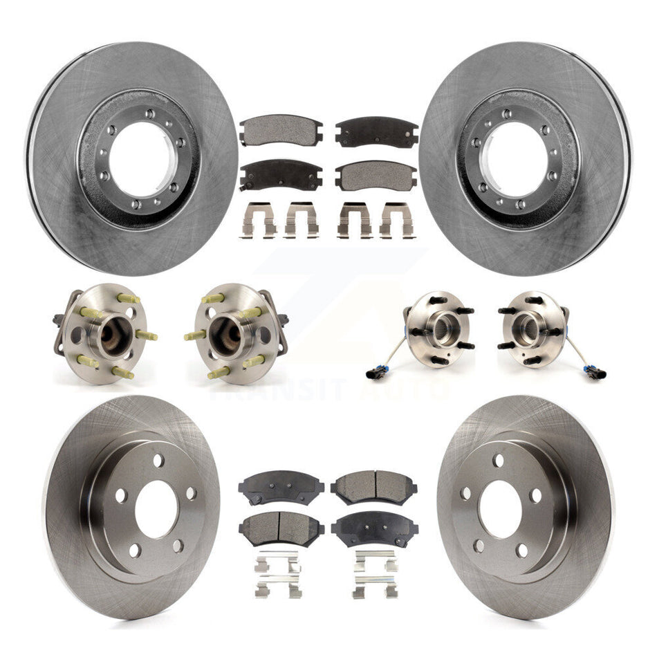 Front Rear Hub Bearings Assembly Disc Brake Rotors And Ceramic Pads Kit (10Pc) For 2000-2005 Buick LeSabre Pontiac Bonneville KBB-110158