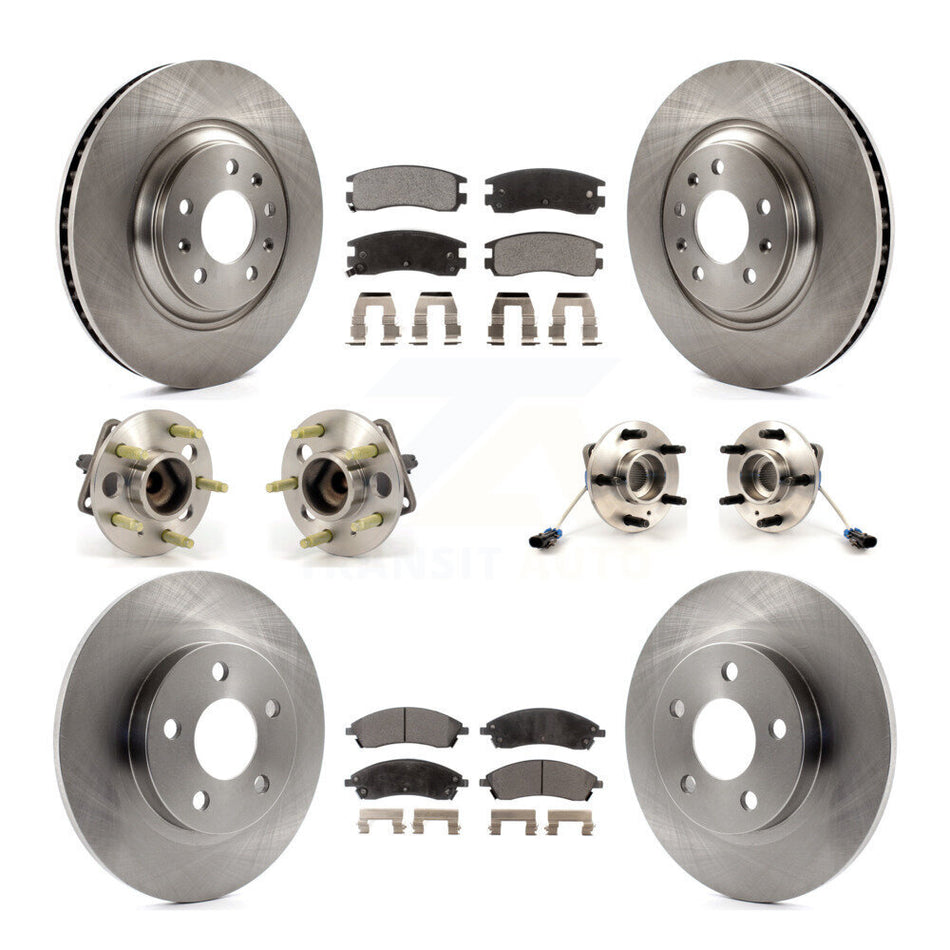 Front Rear Hub Bearings Assembly Disc Brake Rotors And Ceramic Pads Kit (10Pc) For 2004 Pontiac Bonneville GXP KBB-110164