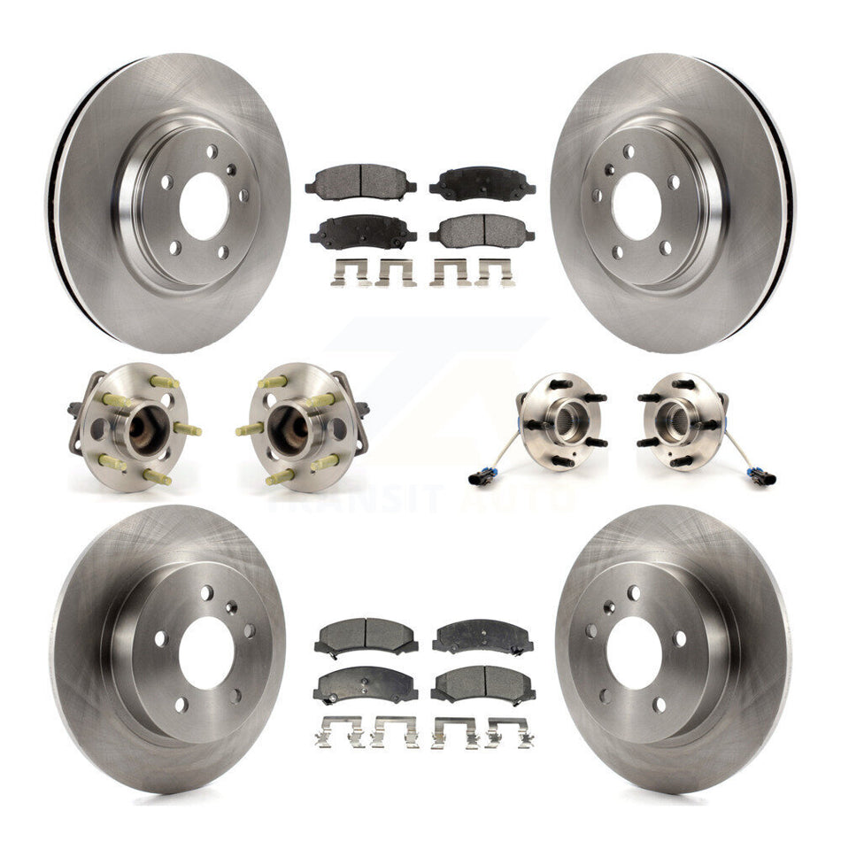 Front Rear Hub Bearings Assembly Disc Brake Rotors And Ceramic Pads Kit (10Pc) For 2006-2011 Buick Lucerne 4.6L KBB-110165