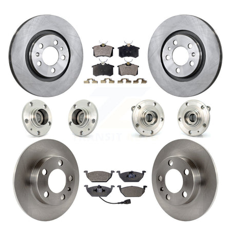 Front Rear Hub Bearing Brake Rotor And Pad Kit (10Pc) For 2007-2009 Volkswagen Jetta City KBB-110170
