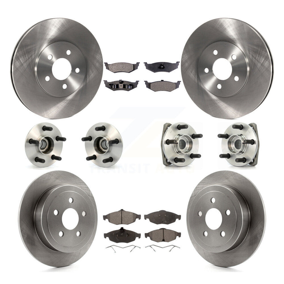 Front Rear Hub Bearings Assembly Disc Brake Rotors And Ceramic Pads Kit (10Pc) For Chrysler Sebring Dodge Stratus KBB-110202