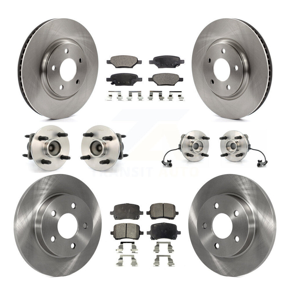 Front Rear Hub Bearings Assembly Disc Brake Rotors And Ceramic Pads Kit (10Pc) For 2004-2007 Saturn Ion Supercharged with 4-Wheel ABS With 4 Lug Wheels KBB-110222
