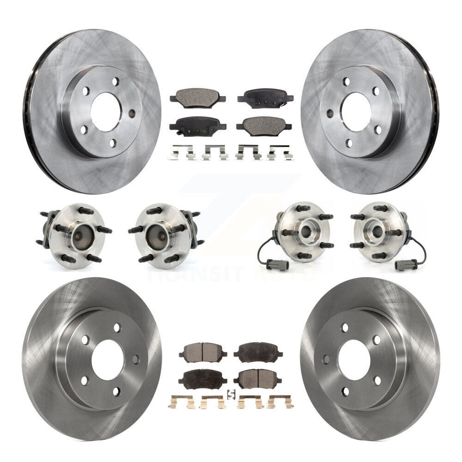 Front Rear Hub Bearings Assembly Disc Brake Rotors And Ceramic Pads Kit (10Pc) For 2007-2010 Pontiac G5 With 5 Lug Wheels Drum Brakes KBB-110227