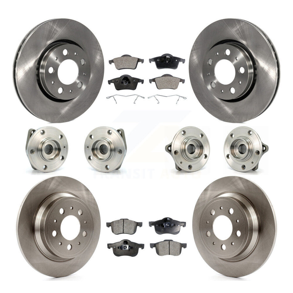 Front Rear Hub Bearings Assembly Disc Brake Rotors And Ceramic Pads Kit (10Pc) For Volvo S60 XC70 V70 S80 KBB-110228