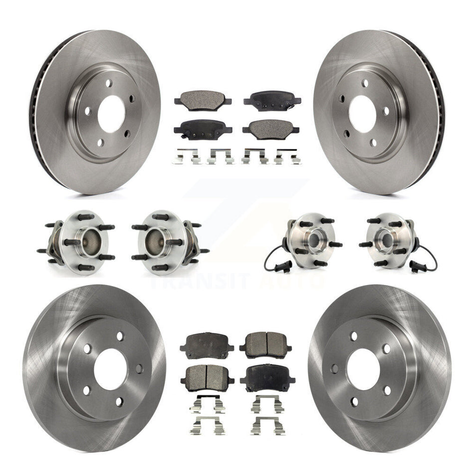 Front Rear Hub Bearings Assembly Disc Brake Rotors And Ceramic Pads Kit (10Pc) For Chevrolet Malibu HHR Pontiac G6 KBB-110237