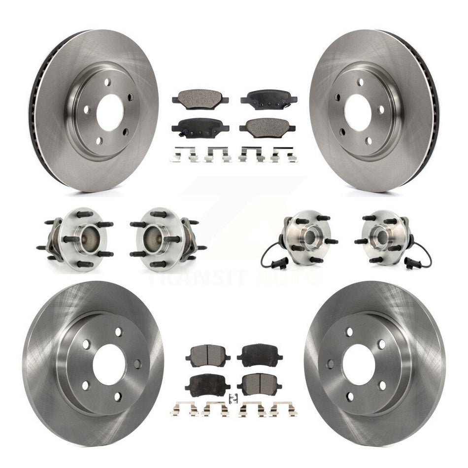 Front Rear Hub Bearings Assembly Disc Brake Rotors And Ceramic Pads Kit (10Pc) For Chevrolet Malibu Pontiac G6 Saturn Aura KBB-110238