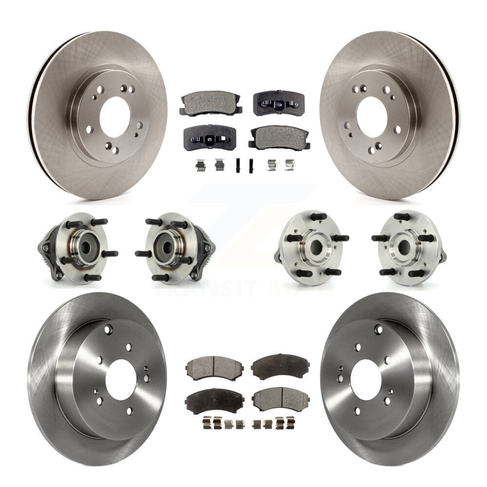 Front Rear Hub Bearings Assembly Disc Brake Rotors And Ceramic Pads Kit (10Pc) For Mitsubishi Endeavor FWD KBB-110242