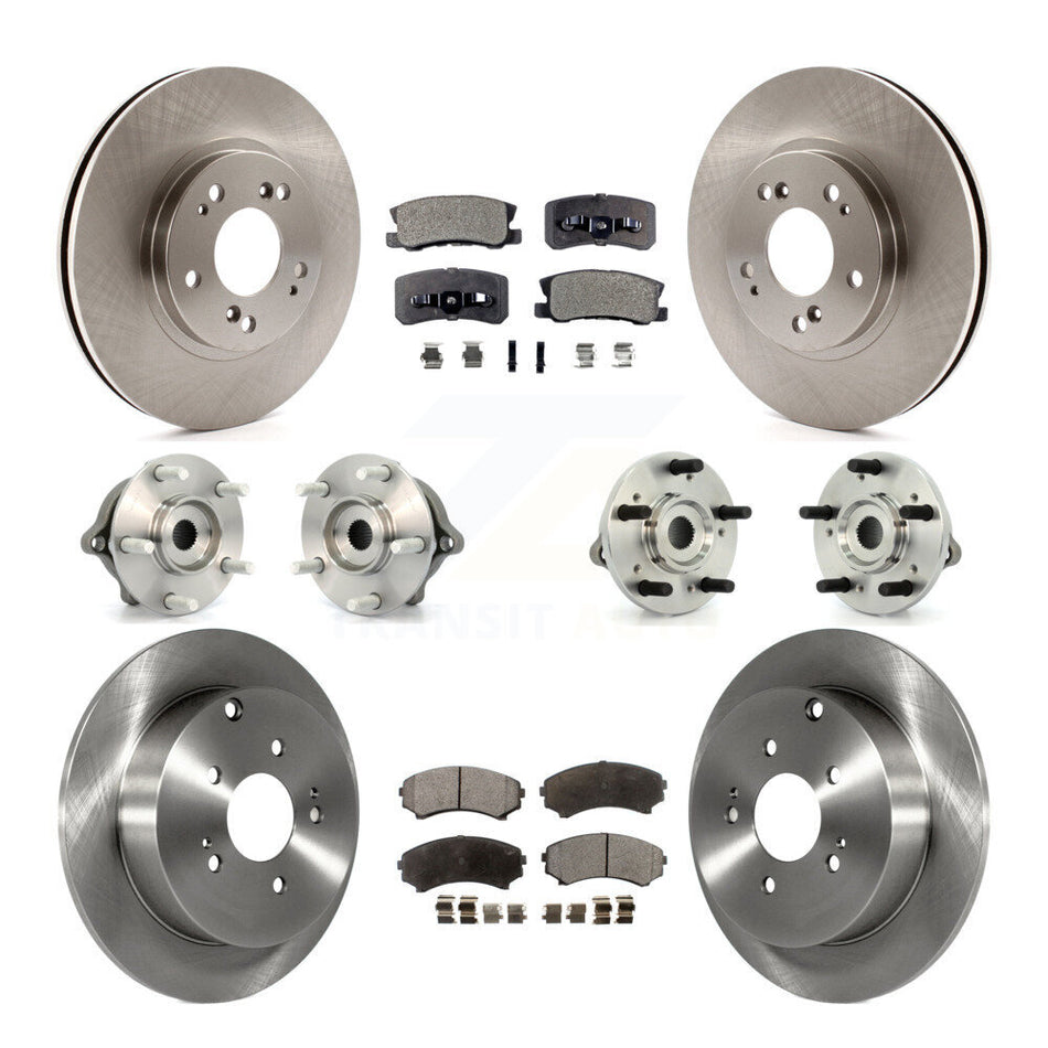 Front Rear Hub Bearings Assembly Disc Brake Rotors And Ceramic Pads Kit (10Pc) For Mitsubishi Endeavor AWD KBB-110243