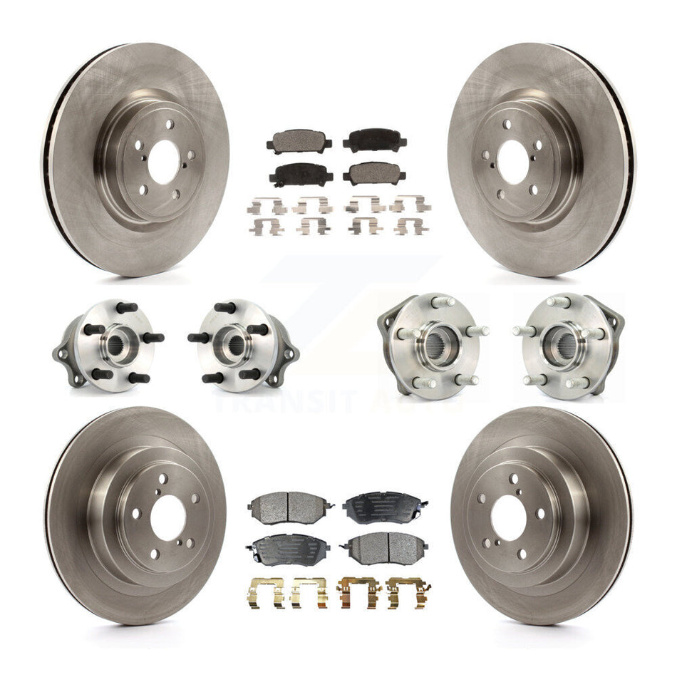 Front Rear Hub Bearings Assembly Disc Brake Rotors And Ceramic Pads Kit (10Pc) For Subaru Legacy KBB-110248