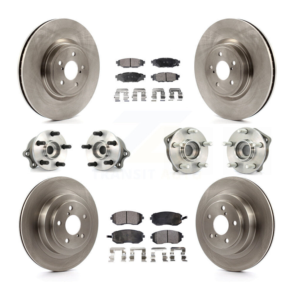 Front Rear Hub Bearings Assembly Disc Brake Rotors And Ceramic Pads Kit (10Pc) For Subaru Legacy KBB-110249