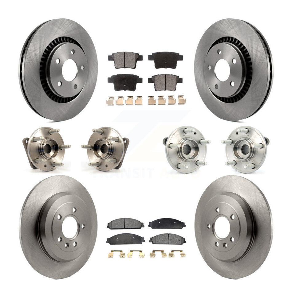Front Rear Hub Bearings Assembly Disc Brake Rotors And Ceramic Pads Kit (10Pc) For Ford Five Hundred Freestyle Taurus Mercury Montego X Sable FWD KBB-110250