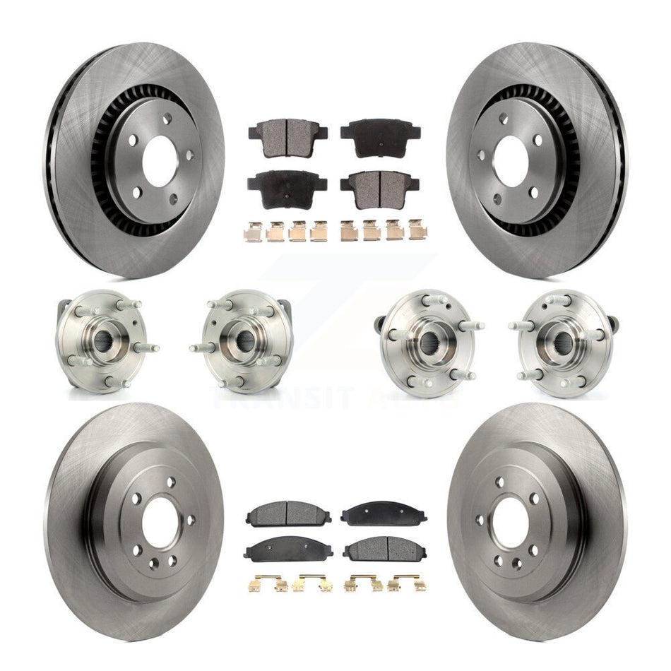 Front Rear Hub Bearings Assembly Disc Brake Rotors And Ceramic Pads Kit (10Pc) For Ford Five Hundred Freestyle Taurus Mercury Montego X Sable AWD KBB-110251