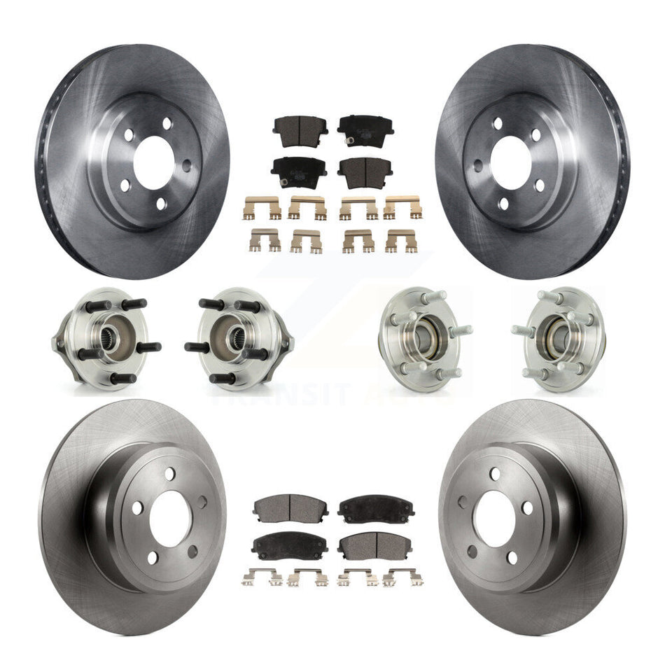 Front Rear Hub Bearings Assembly Disc Brake Rotors And Ceramic Pads Kit (10Pc) For Chrysler 300 Dodge Charger Magnum KBB-110252