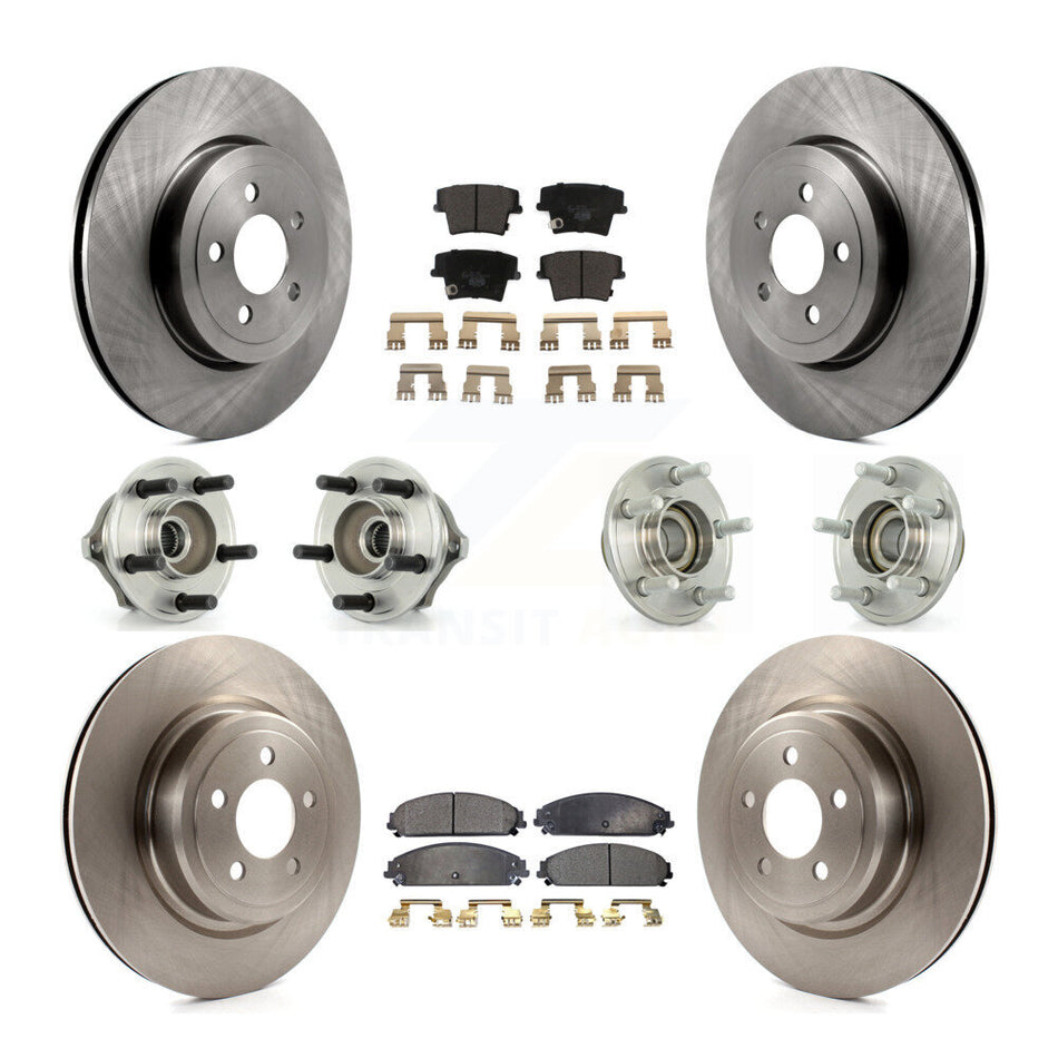 Front Rear Hub Bearings Assembly Disc Brake Rotors And Ceramic Pads Kit (10Pc) For 2006-2008 Dodge Charger RWD with 5.7L 3.5L With Police Package KBB-110254