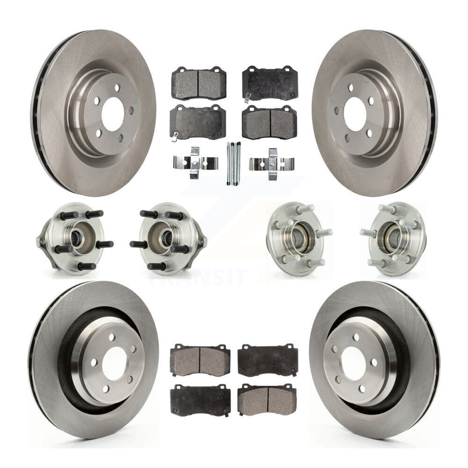 Front Rear Hub Bearings Assembly Disc Brake Rotors And Ceramic Pads Kit (10Pc) For Chrysler 300 Dodge Charger Magnum KBB-110255