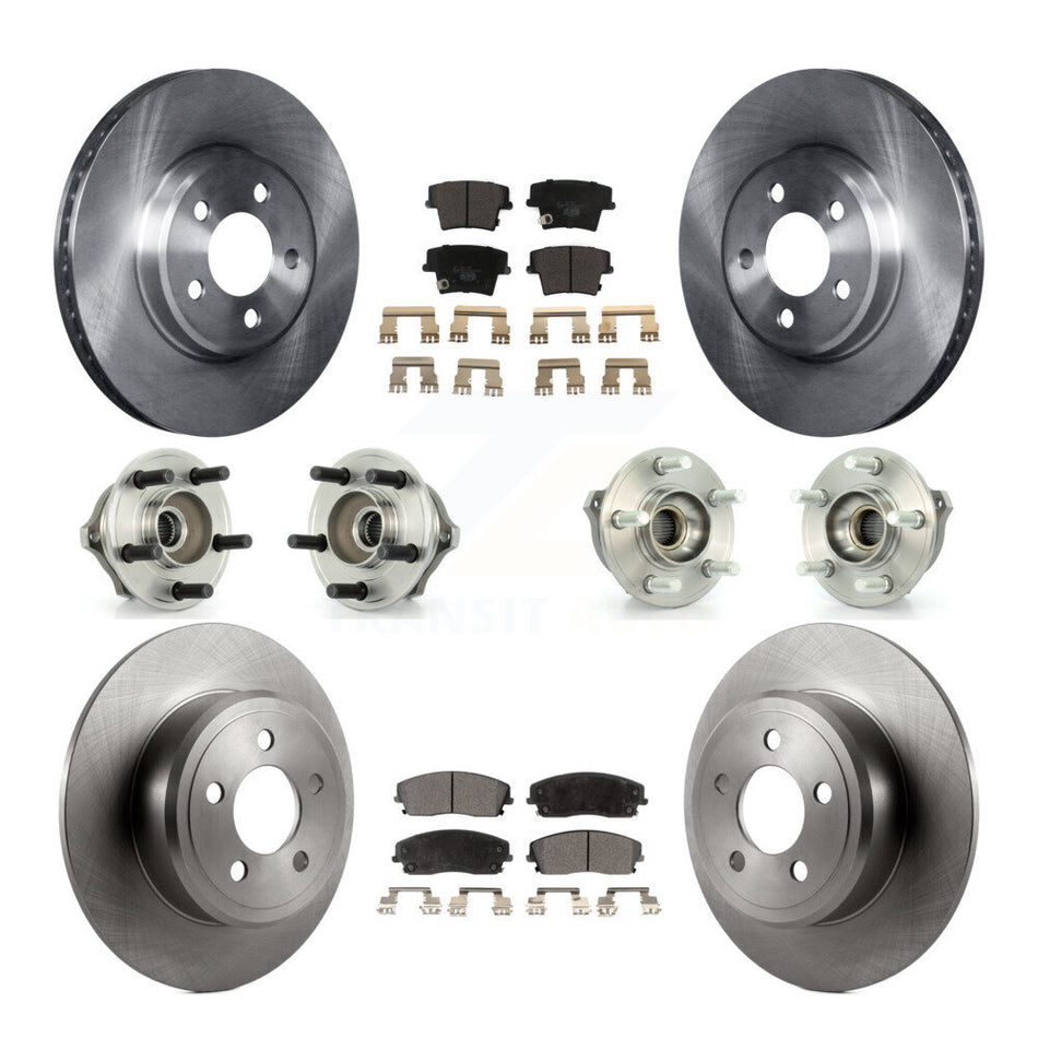 Front Rear Hub Bearings Assembly Disc Brake Rotors And Ceramic Pads Kit (10Pc) For Dodge Charger Magnum AWD with 2.7L KBB-110256