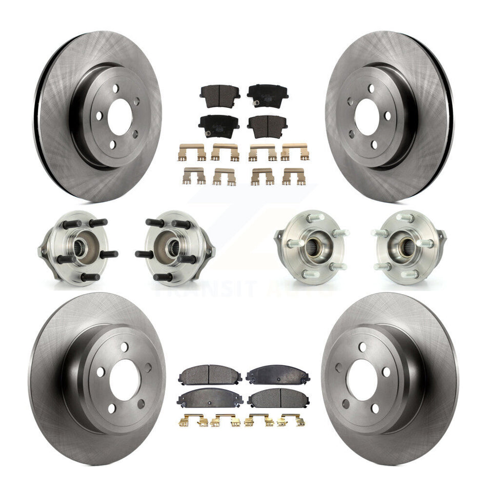 Front Rear Hub Bearings Assembly Disc Brake Rotors And Ceramic Pads Kit (10Pc) For 2005-2006 Chrysler 300 AWD with 3.5L KBB-110257