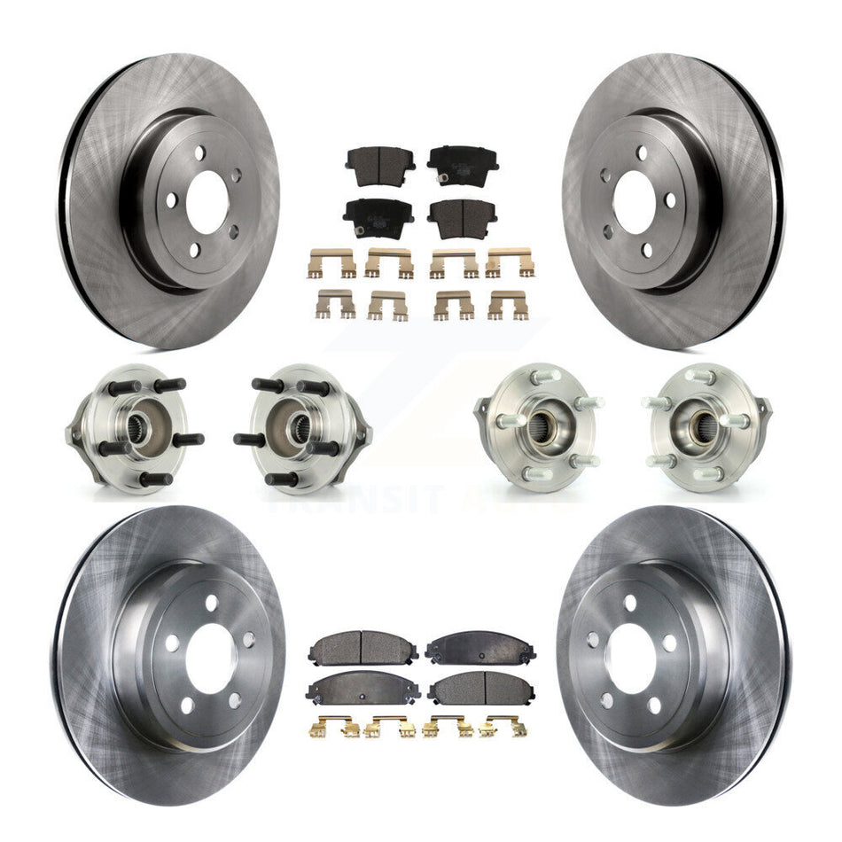 Front Rear Hub Bearings Assembly Disc Brake Rotors And Ceramic Pads Kit (10Pc) For Chrysler 300 Dodge Charger Magnum KBB-110258
