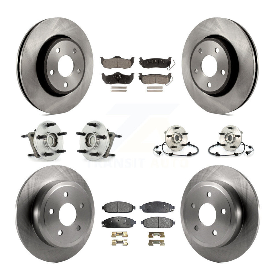 Front Rear Hub Bearings Assembly Disc Brake Rotors And Ceramic Pads Kit (10Pc) For Jeep Grand Cherokee Commander KBB-110260