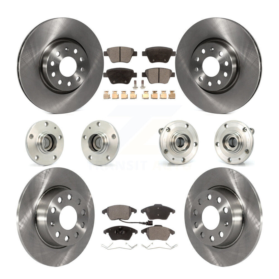 Front Rear Hub Bearings Assembly Disc Brake Rotors And Ceramic Pads Kit (10Pc) For Volkswagen Beetle GTI KBB-110274