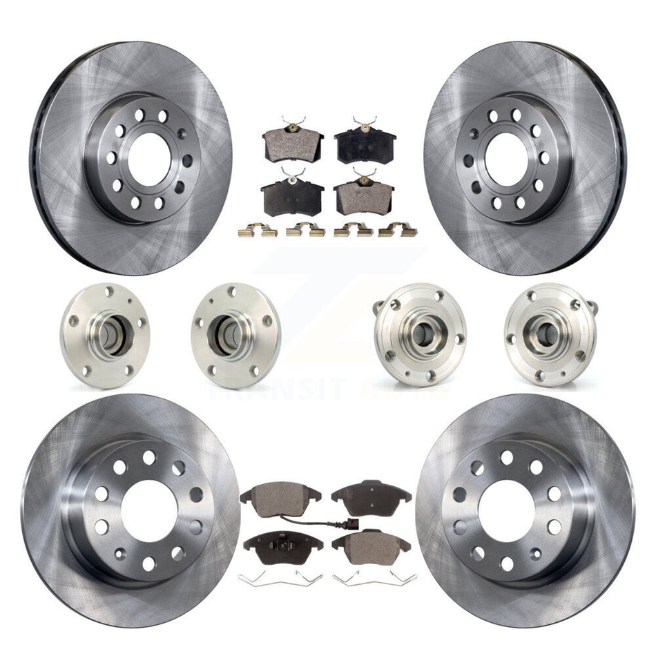 Front Rear Hub Bearings Assembly Disc Brake Rotors And Ceramic Pads Kit (10Pc) For Volkswagen Jetta Beetle KBB-110282