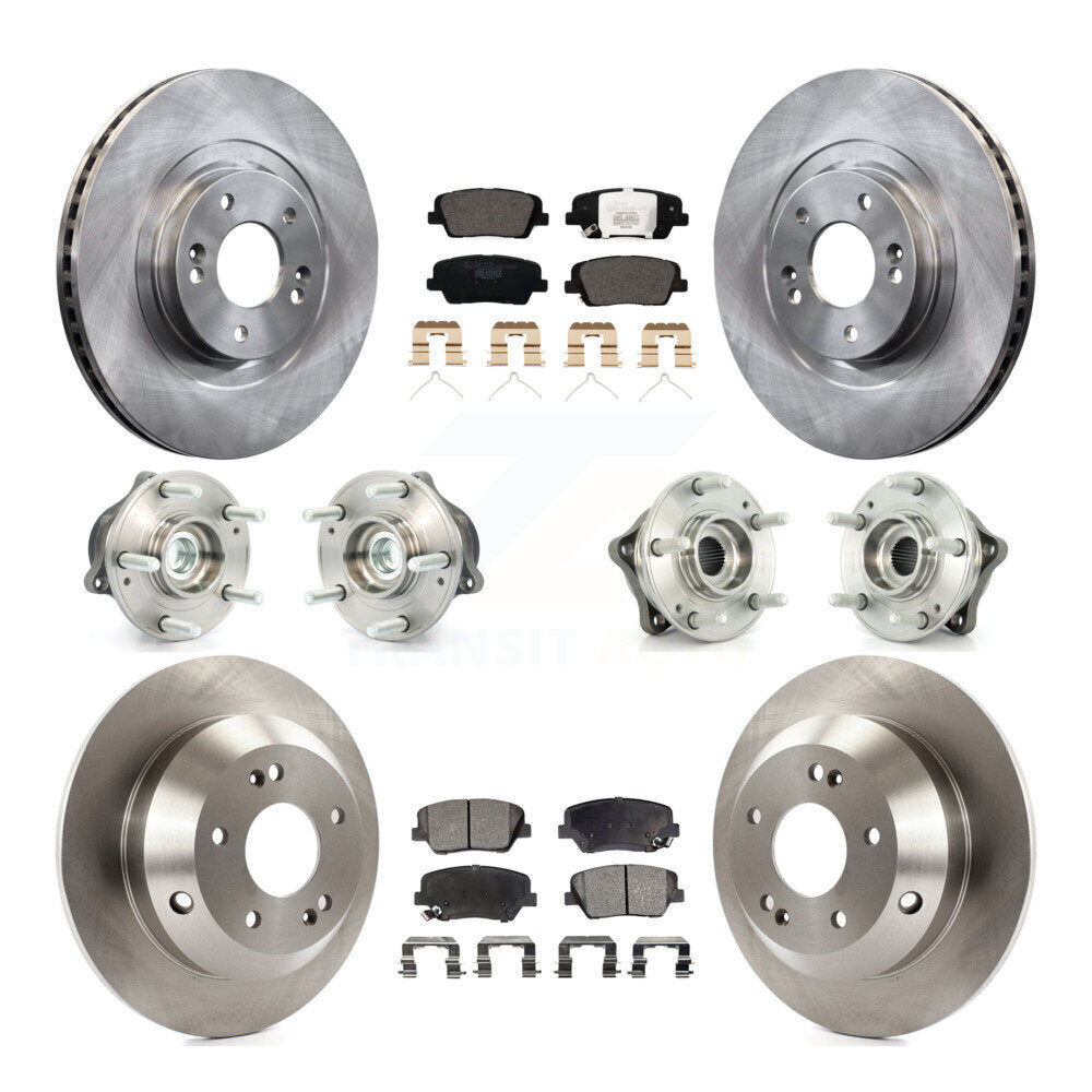 Front Rear Hub Bearing Disc Brake Rotor And Pads Kit (10Pc) For 2014-2015 Kia Sorento FWD KBB-110294