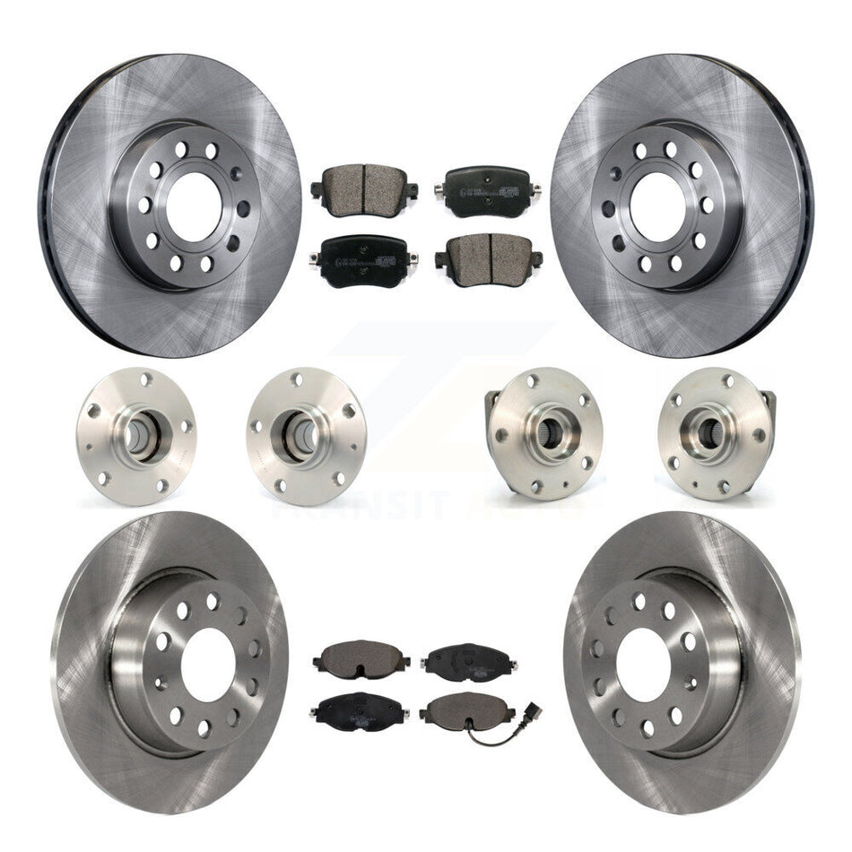 Front Rear Hub Bearings Assembly Disc Brake Rotors And Ceramic Pads Kit (10Pc) For Volkswagen Golf SportWagen KBB-110319