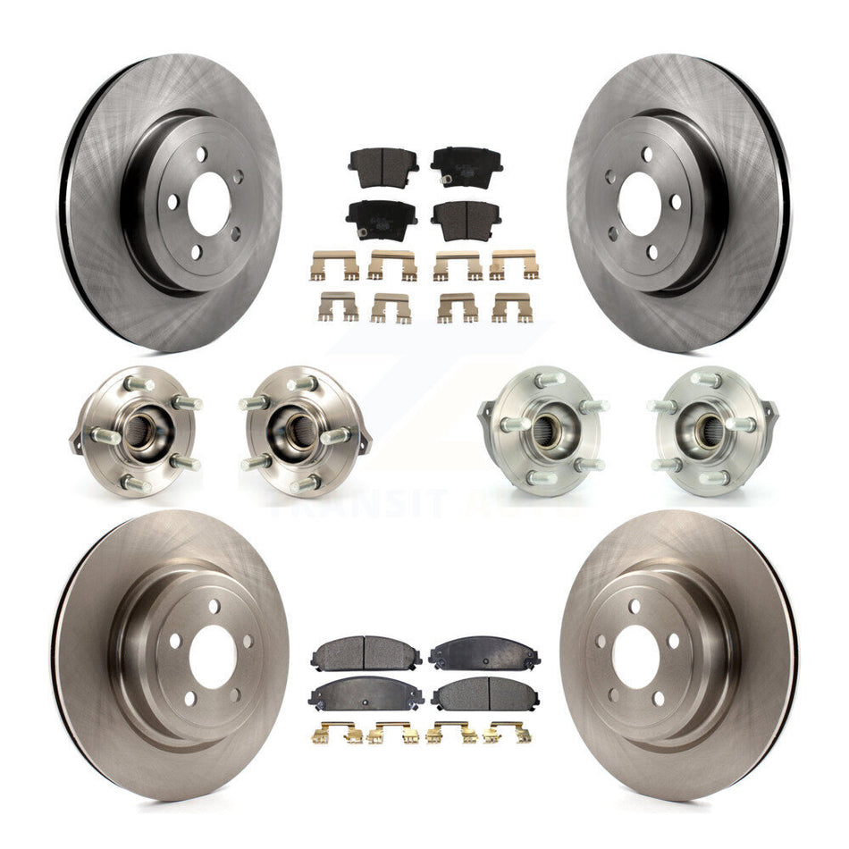 Front Rear Hub Bearings Assembly Disc Brake Rotors And Ceramic Pads Kit (10Pc) For Dodge Charger AWD with 5.7L With Police Package KBB-110342