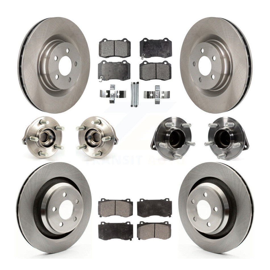 Front Rear Hub Bearings Assembly Disc Brake Rotors And Ceramic Pads Kit (10Pc) For 2012 Chrysler 300 SRT8 with RWD With Heavy Duty Brakes KBB-110346