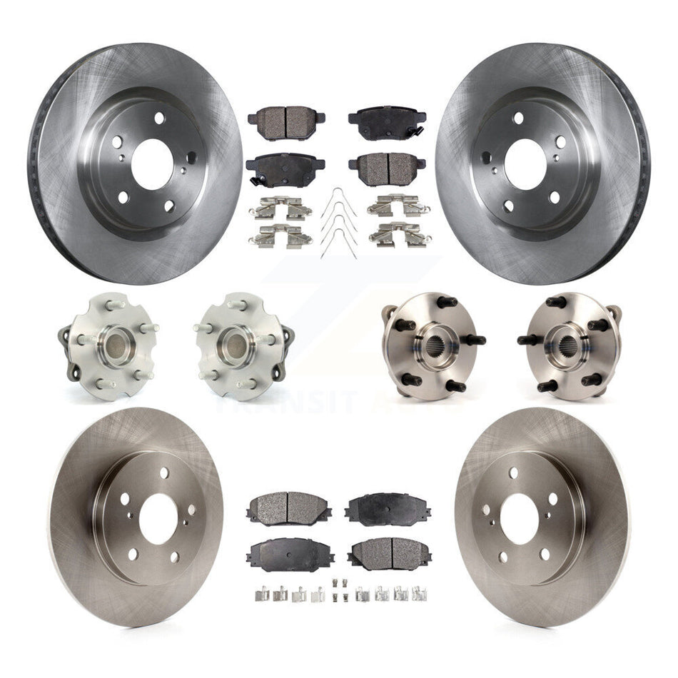 Front Rear Hub Bearings Assembly Disc Brake Rotors And Ceramic Pads Kit (10Pc) For 2016 Scion iM KBB-110348