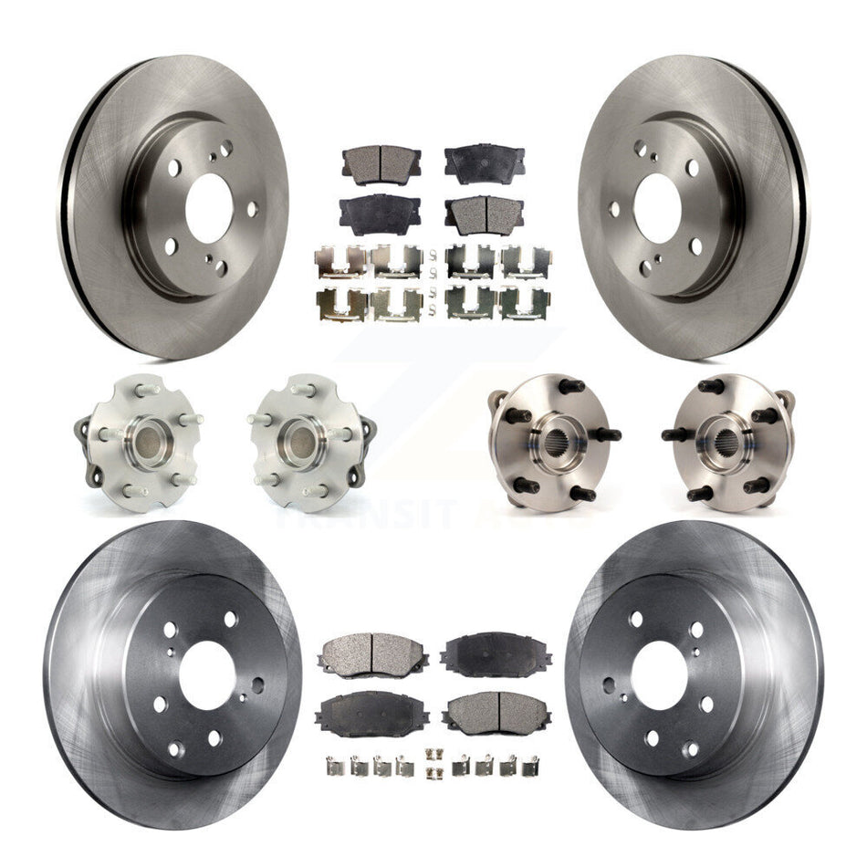 Front Rear Hub Bearings Assembly Disc Brake Rotors And Ceramic Pads Kit (10Pc) For Toyota RAV4 Lexus HS250h KBB-110350