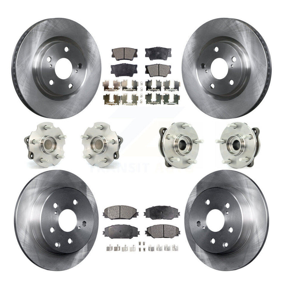 Front Rear Hub Bearings Assembly Disc Brake Rotors And Ceramic Pads Kit (10Pc) For Toyota RAV4 KBB-110351